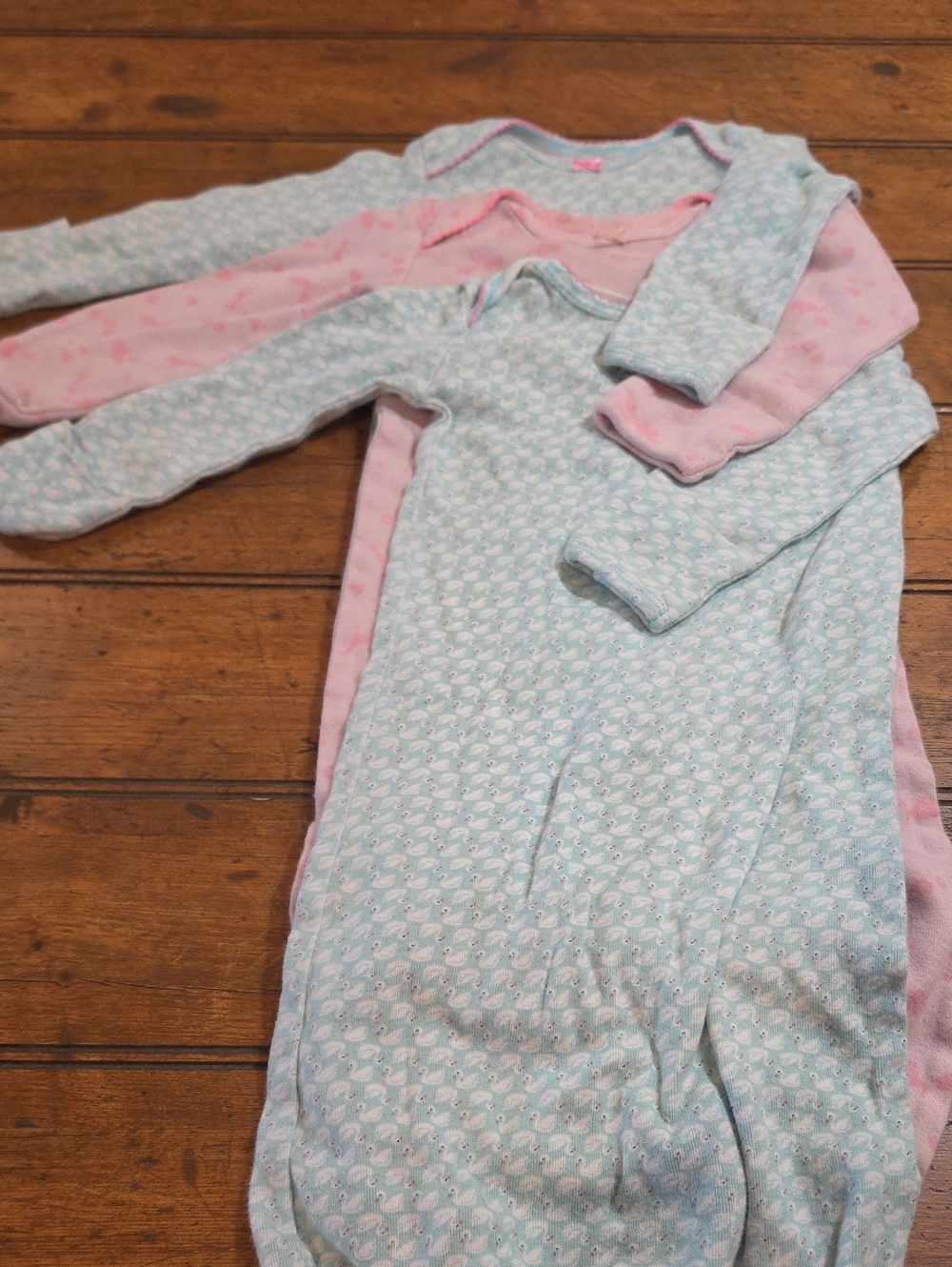 Girls' Pink and Light Blue Sleep Sacks - Soft Long Sleeve Pajamas